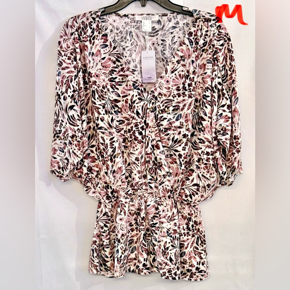 Stylish Women's Floral Blouse - Pink and Black
